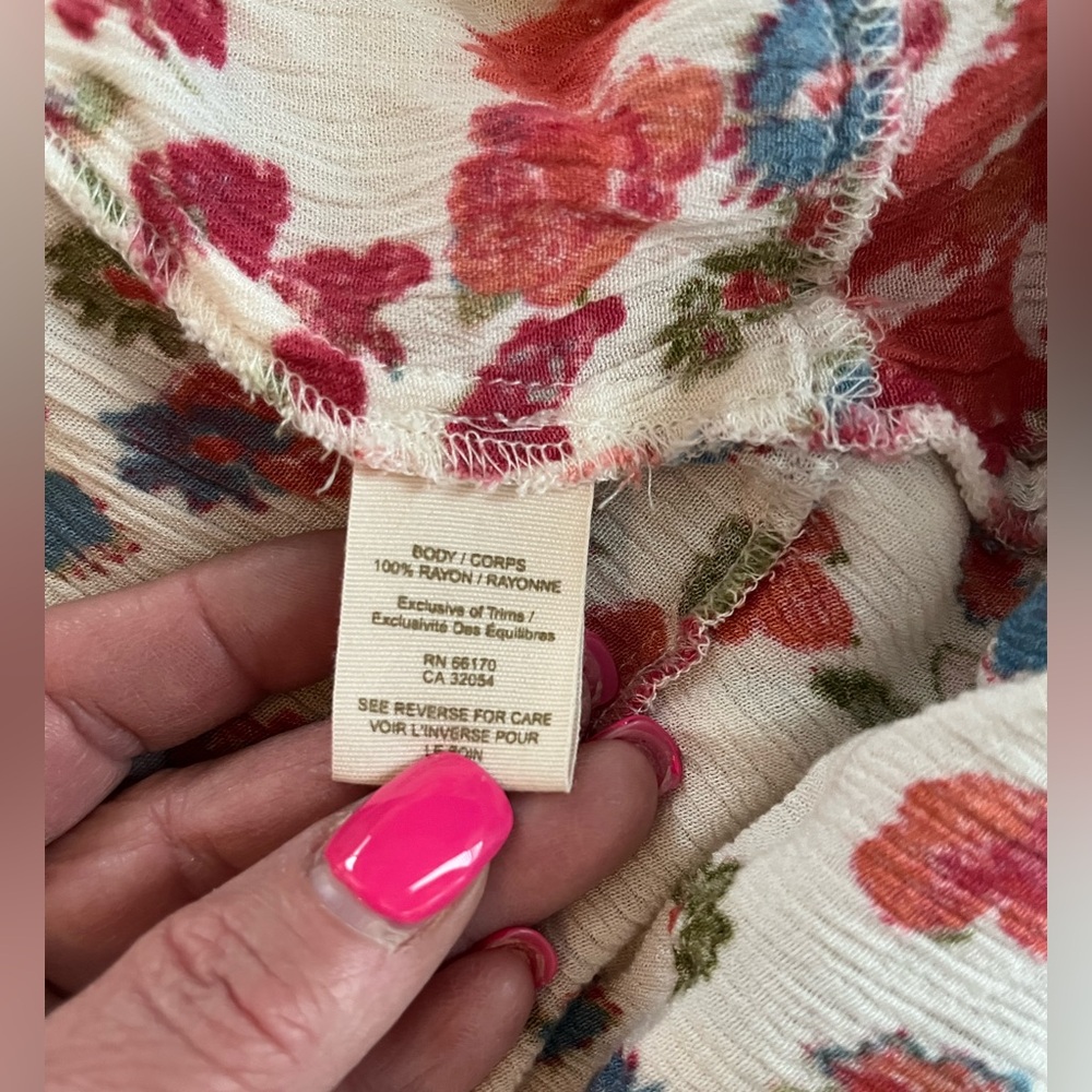 Free People Floral Sleeveless Hi-Low Blouse Summer Women’s Size Medium - Picture 2 of 15